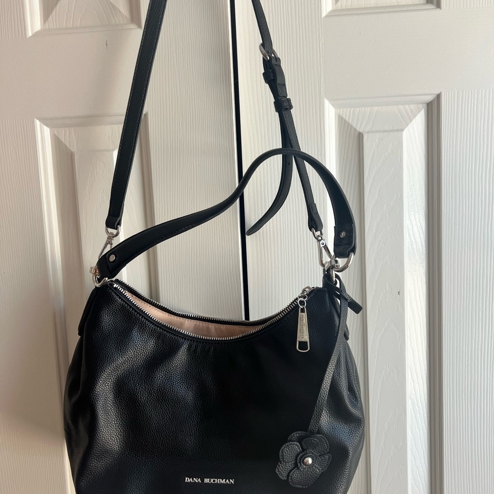 Dana Buchman Black Leather Shoulder Bag